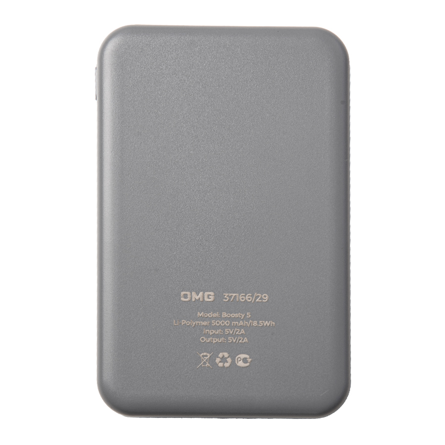 Универсальный аккумулятор OMG Boosty 5 (5000 мАч), черный, 9,8х6.3х1,4 см